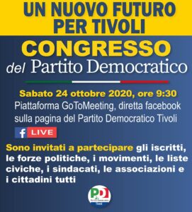 Il Partito Democratico di Tivoli chiama a raccolta le forze cittadine