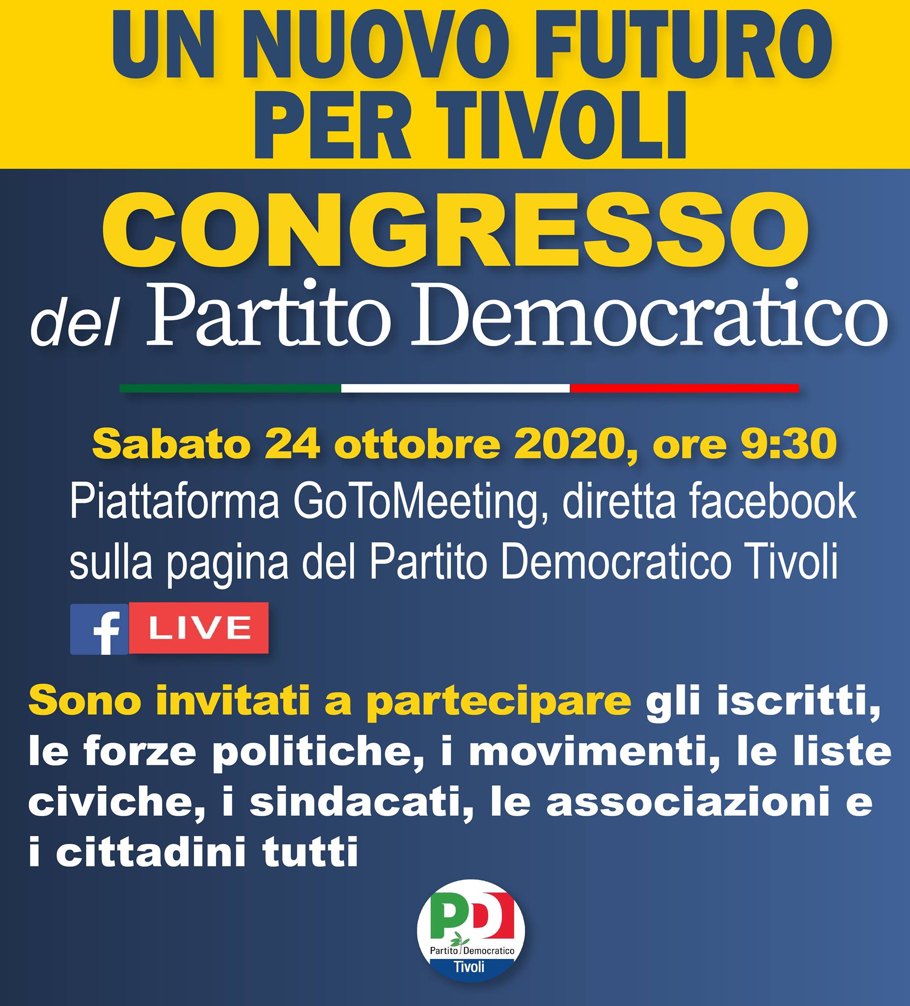 Il Partito Democratico di Tivoli chiama a raccolta le forze cittadine