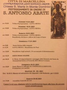 Il programma dei festeggiamenti per Sant'Antonio a Marcellina 2021